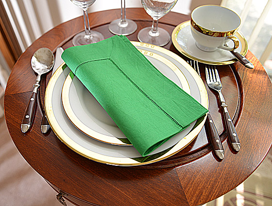Kelly Green color hemstitch napkin