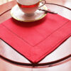 Red colored linen hemstitch napkin
