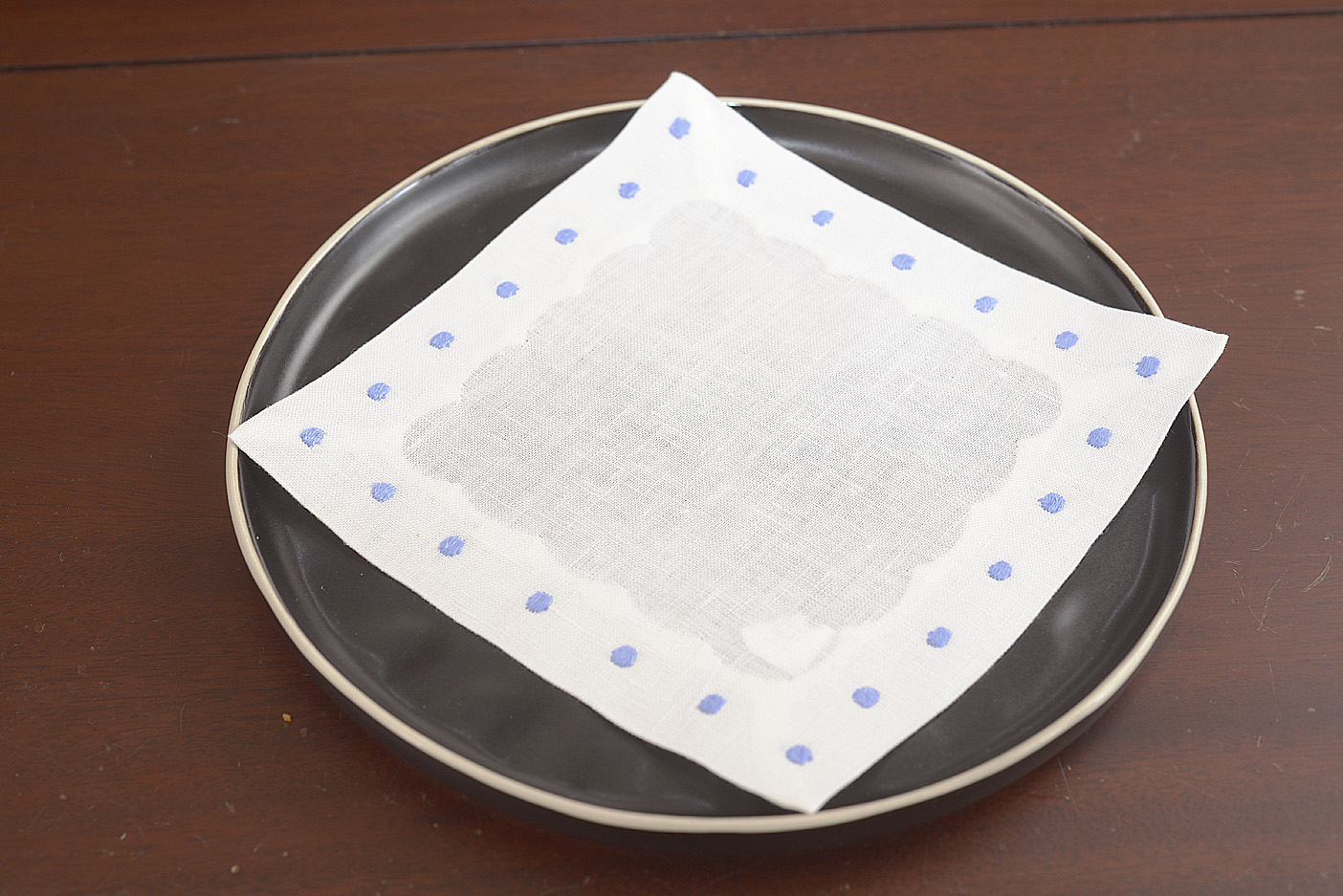 Lichen Blue Polka Dots 6x6 napkin