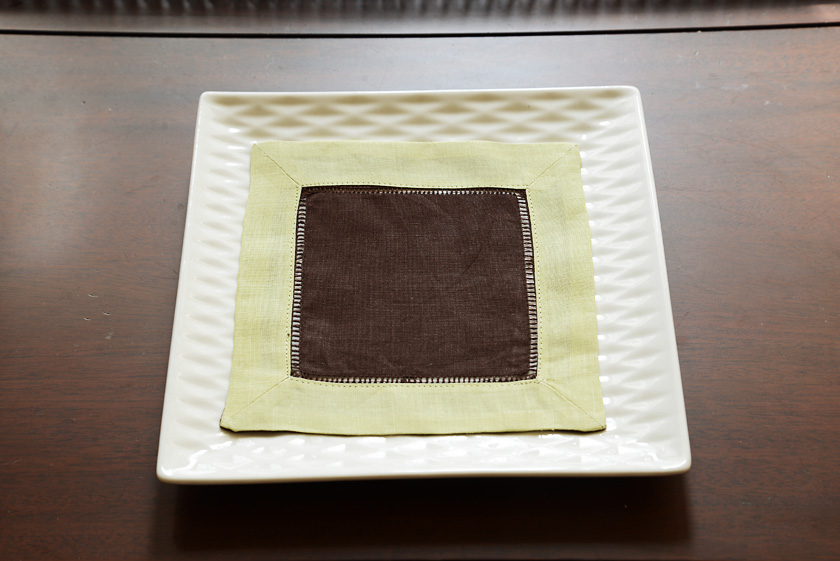 brown & mellow green 6x6 napkin