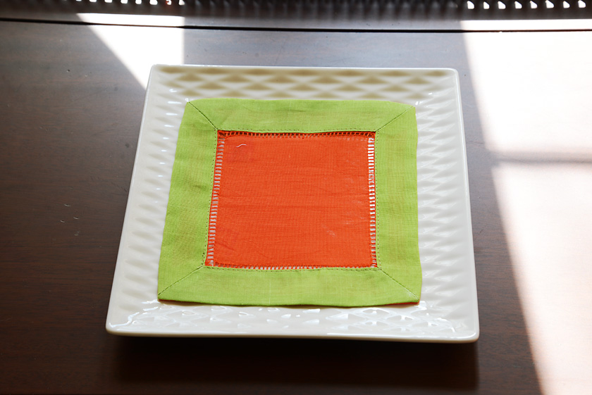 orange & green 6x6 napkin