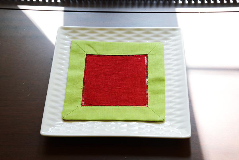 xmas red bright green 6x6 napkin