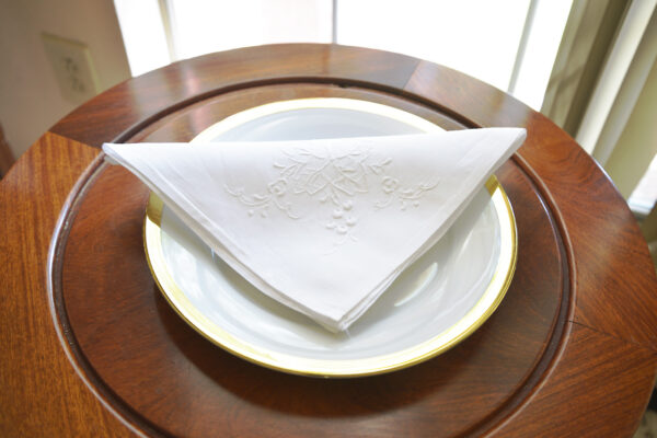 Embroidered dinner napkins