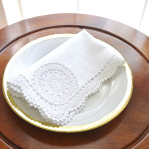Crochet Lace Dinner Napkin. Sun Flowers Style. 18×18″.