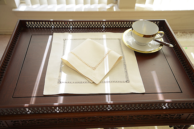 Hemstitch Luncheon Napkin. Pearled Ivory Color