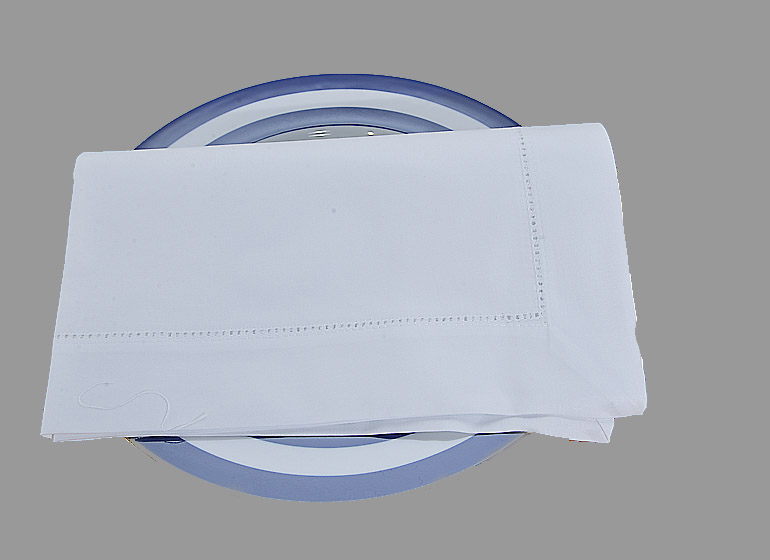 White Cotton Hemstitch Napkins. 22x22 inches.