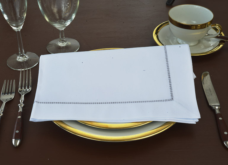 Hemstitch Napkin with Gray Threads. 22 in.